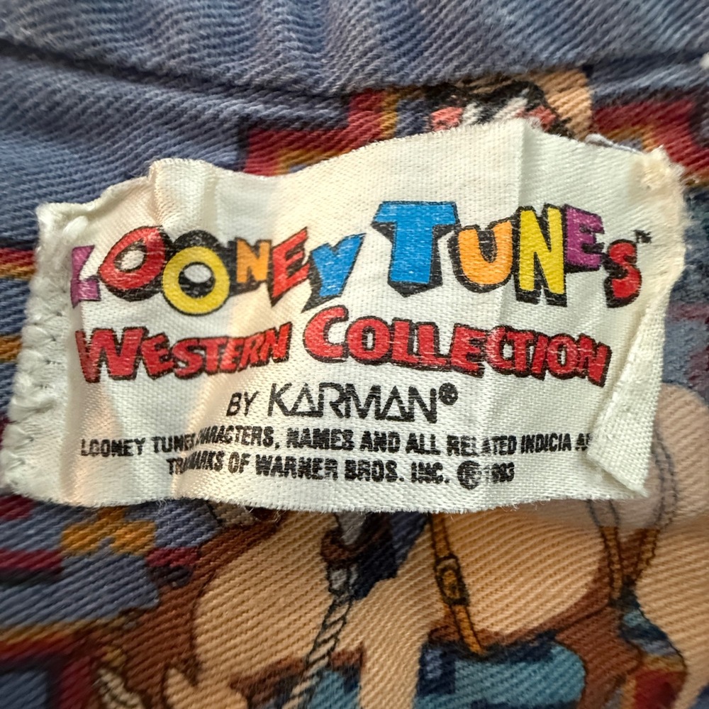 Looney Tunes Western Collection Karman Denim Shirt Women M Taz Daffy Vintage - Picture 3 of 14